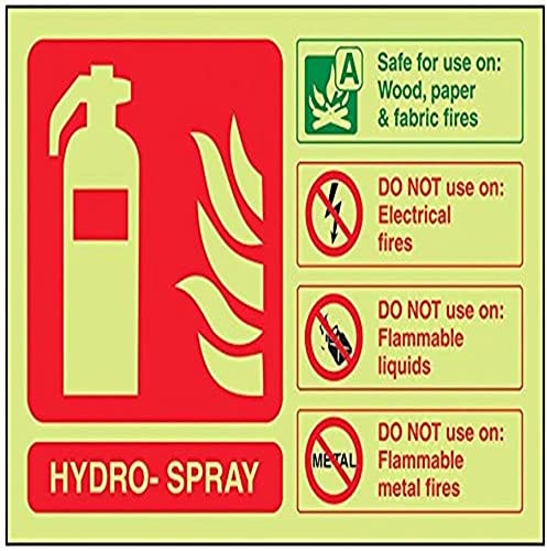 VSafety Glow In The Dark - Señal para extintor de incendios, 150 mm x 100 mm, plástico rígido