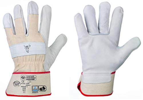 StrongHand HandschuhMan. 1 Paar (2er Pack) Arbeitshandschuhe aus weichem Rindvollleder Stierkopf Gr. 8-13 Plus 1 Paar Gehörschutzstöpsel von 3M (8)