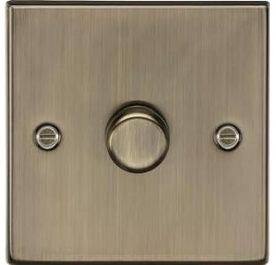 Knightsbridge CS2181AB 1G 2-way 10-200W (5-150W LED) trailing edge dimmer - Square Edge Antique Brass