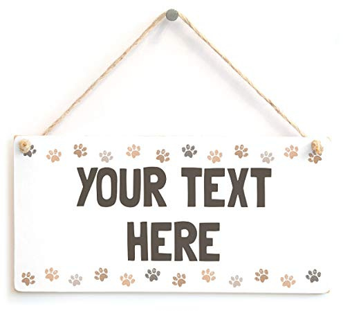 Personalised Custom Text Sign, Pawprint Border Decor | Pet-friendly custom wording for dog or cat homes