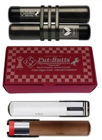 Put - Butts Spegnisigaro Made in Italy Modello con Portasigaro L 100 Cult con Interno Tessuto TEFLON Lubrificante. Capsula Anticondensa Blot Pad Durata 12 Mesi