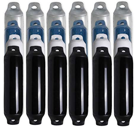 Saarwebstore Fender Majoni Comet 6er-Set Rammschutz Yacht Bootsfender Boot Langfender 4 Farben Navy/Silber/Schwarz/Weiß 7 Größen Farbe Weiß, Größe Maß 0 Ø 90x300mm