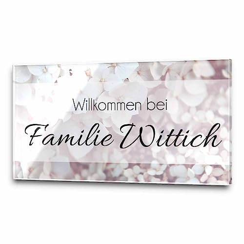 Türschild Namensschild für die Haustür 29x15 cm mit UV Druck und einem einzigartigem Design Eingangsschild Garten Familienschild Klingelschild Klingelplatte Funk-Klingel