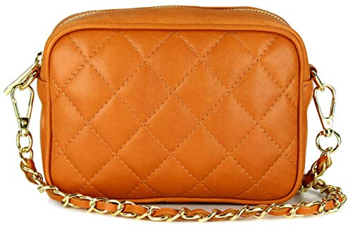 Belli italienische Echt Nappa Leder Abendtasche Damentasche kleine Umhängetasche zum Ausgehen gesteppt - 18x13x7 cm (B x H x T)
