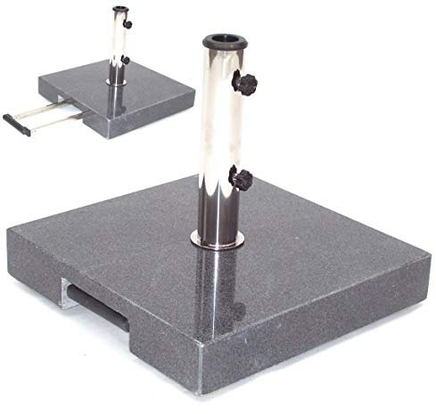 D&L Granit Sonnenschirmständer Schirmständer Schirm Ständer Granitständer m. Rollen[55882 Granit Sonnenschirmständer 40Kg 45x45x7.5 Rollen Trolley] AWZ