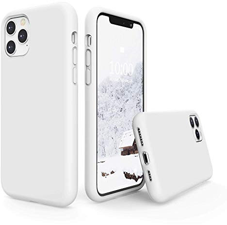 SURPHY iPhone 11 Pro Max Case, Liquid Silicone Case with Soft Microfibre Cushion Lining, Protective Bumper, Anti-Shock Cover, White