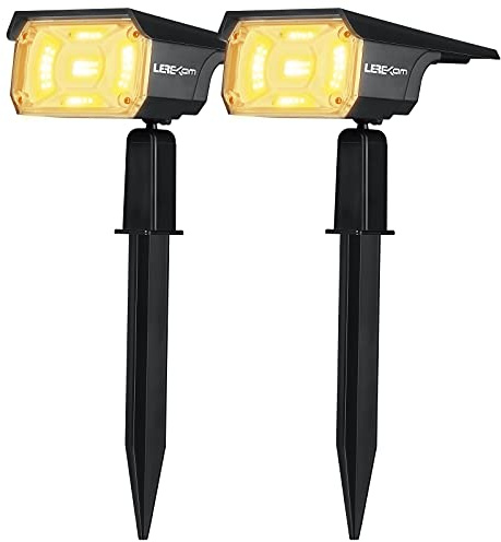 LEREKAM 40 LEDs Spotlights,IP65 Waterproof Solar Powered Landscape Spotlights 2-in-1 Wall Light, Outdoor Landscaping Lights Auto On/Off for Yard Garden 2Pack Warm-White