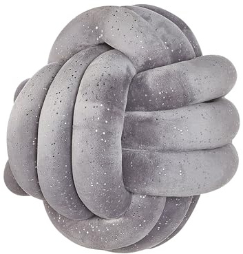Beliani Modernes Knoten-Ball Dekokissen Samtstoff grau mit Glitzer rund 30 x 30 cm Malni
