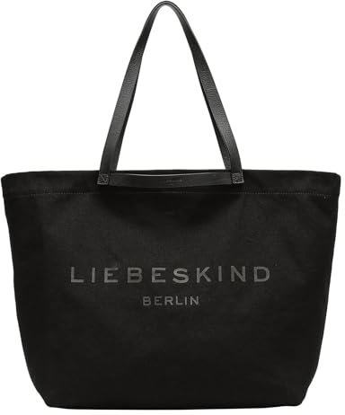 Liebeskind Berlin Damen-Shopper „Aurora“ – Große Canvas-Tasche Damen mit Reißverschlussfach und Leder-Schulterriemen – Shopper Bag Women – Passend für Laptops bis 16 Zoll – Light Bag, 01 Black 1