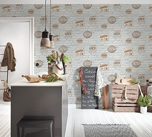 A.S. Création Selbstklebende Küchentapete Grau The Wallcover 385881 Möbelfolie Kaffee 8,40x0,53m Made in Germany