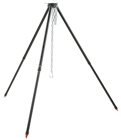 Trépied de Camping, Trépied de Gril Réglable avec Sac de Rangement, Support de Gril de Cuisson en Acier Inoxydable pour Feu de Camp, Accessoire de Batterie de Cuisine pour Activités Extérieures
