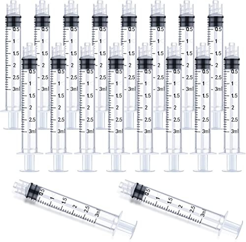30-pack 3 cc/ml Luer Lock sprutor utan nålar, individuellt sterila förseglade (3 ml)