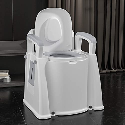Samnuerly Leichte Mobile 10-Liter-Camping-Toilette, mit Sitz, Taschentuchbox, Abnehmbarer Armlehne, leise, belastbar, 300 kg, 1 Fester Eimer, weiß