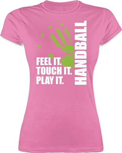 Shirt Damen - Handball EM 2026 Trikot Ersatz - Feel it. Touch it. Play it. - weiß - XXL - Rosa - Handball-t-Shirt Handballer Tshirt Outfit hanball t-Shirt Shirts halbball t-Shirts t Handball. für