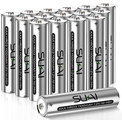 SUKAI AAA Rechargeable Batteries, High Capacity Rechargeable AAA Batteries 1100mAh 1.2V NiMH Low Self Discharge (16 Pack)
