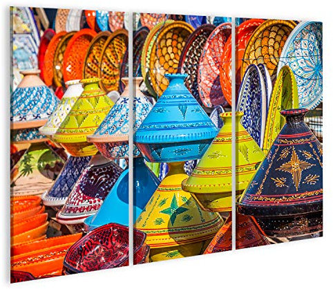 islandburner Cuadro en Lienzo Mercado de Tajines Marrakech Marruecos África
