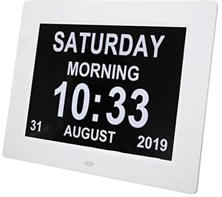 Sveglia con Calendario Digitale da 10 Pollici, Orologio con Calendario Digitale in 8 Lingue, 12 24 Ore, Orologi Elettronici con Oscuramento Automatico per Anziani, (Spina UE)