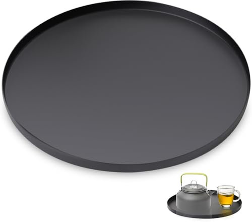 Rundes Tablett, Dekotablett Tablett Schwarz Metall Tablett Obstschale Tablett Design Classic Tablett für Zuhause, Café, Bar, Restaurant (Ø 32 cm, Schwarz)