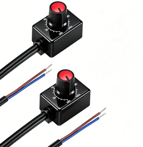 VISSQH 2pcs DC 0/1-10V LED Dimmer Mini Controller Rotary Switch PWM Dimming with Button Cap for 0/1-10V Dimmable LED Driver to Control Interior Lighting Growth Lamp