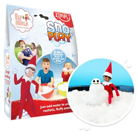 ZIMPLI - Elf on the Shelf SnoPlay, Magically turns water into Artificial Fake Instant Snow, Kids Indoor & Outdoor Toy, Xmas Present, Stocking Filler Gift