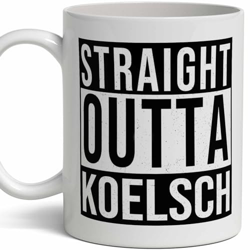 Koelsch Last Name Gift. Personalized, Custom Straight Outta Surname Sign Coffee Mug. 11 Ounces.