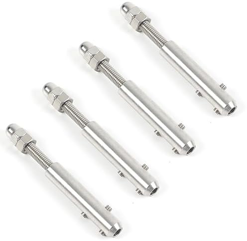 STFALI Terminale a vite per fune metallica, 4 mm, 4 pezzi, per fune metallica, in acciaio inox, per il fissaggio