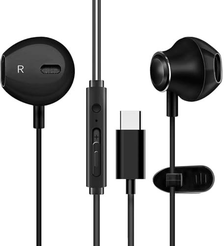 Auriculares Usb C, Tipo C, Radios con, con Cable y Microfono, Headphones Wired, Earphones, In ear, con Microfono, Fones, Auricular, Control de Volumen, Llamadas HD Sin Ruido, Sonido Bajos Potentes