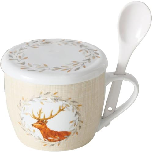 Steinnacher Boltze Jumbobecher Egon kariert 3 teilig 600ml Hirsch Becher Deckel und Löffel