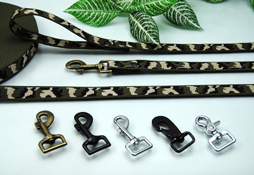 Leine Nylon Tarn Camoufage 25mm x 10m Trainingsleine Schleppleine Fährtenleine (Karabiner: Schwarz, ohne Schlaufe)