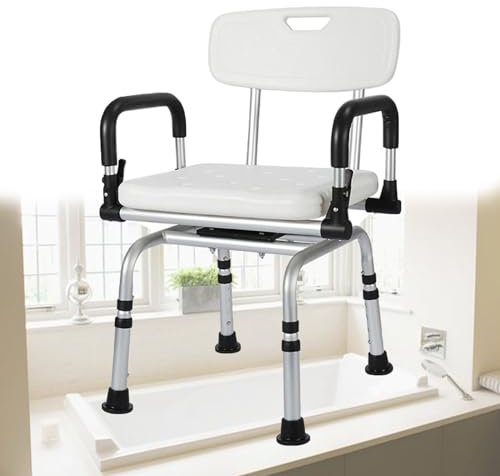 Kindevieft Drehbarer Duschstuhl, Robuster Drehbarer Badestuhl, Badewannenstuhl Mit Drehbarem Sitz, Rutschfester Duschhocker, FüR Senioren Mit Behinderung Und Schwangere
