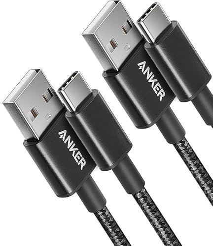 Anker USB C Charger Cable, 2-Pack 1 ft (30 cm) USB to USB C Cable, USB A to USB C Braided Phone Charger Cable for iPhone 15 (Standard Charging), Samsung S22/S21, Huawei, Pixel, iPad, Switch, and More