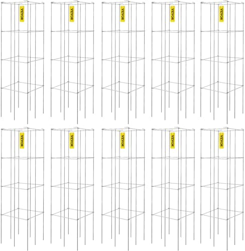 VEVOR Cages à tomates 30x30x117 cm support pour plantes de jardin 10PCS, cages carrées pour plantes robustes, tours à tomates acier enduit de PVC argent pour légumes grimpants, plantes, fleurs, fruits