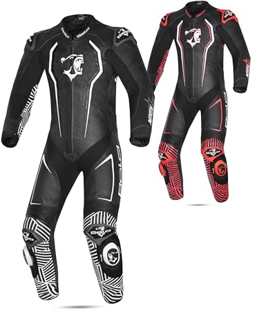 MAXIMO-MOTO Motorbike 1PC suit for Men Motorcycle CE Approved EN: 17092-2:2020 CE Certified Class AAA rating Suit (Black/White, 48/S)