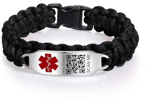 Theluckytag Medizinisches Notfall-Halsband für Damen und Herren – 48,3 cm medizinisches Halsband mit graviertem QR-Code, medizinische ID-Halskette – mehr Platz, individuelle