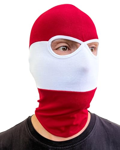 No Face No Name Sturmhaube in Rot Weiß gestreift I Balaclava Maske Unisex Einheitsgröße I Ultras Hooligans Fußball Ski Motorrad