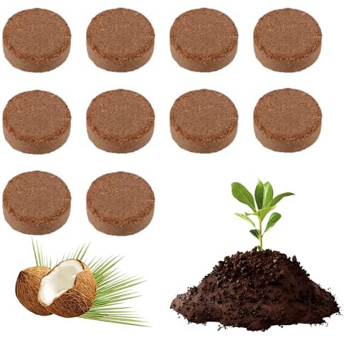 Fibre de Coco pour Plante, 10 PCS Bloc de Nutrition pour Semis, Pastille de Tourbe pour Semis, Terreau avec Tourbe Compressée, Terreau pour Semis pour Cultiver Fruits, Légumes, Fleurs (10PCS)