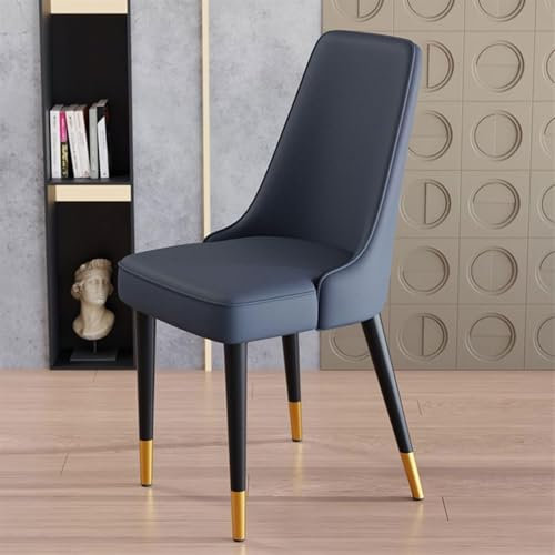 HanDpi 2er-Set Küchenstühle mit PU-Lederpolsterung, besondere Schalenstühle mit breiter Rückenlehne und Metallbeinen für das Esszimmer (blau, 2 Stück)
