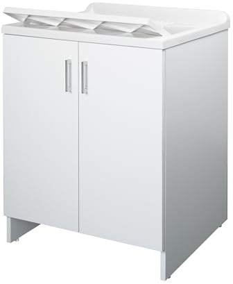 Negrari, Waschbecken aus Spanplatten, Montageset, säurebeständige Badewanne, Abfluss-Set im Lieferumfang enthalten, für Innen- und Außenbereich, L60 x T50 x H85 cm, Weiß