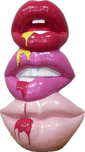 Moderne Pop-Art-Lippenskulptur, gestapeltes glänzendes Lippen-Design, rosa Ombré-dekoratives Kunststück