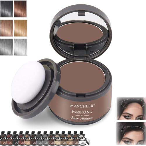 Hair Powder for Women Root Touch Up, Maycheer Hairline Shadow Powder, Magic Root Cover Up, Hair Filler Concealer for Thinning Areas, Volume Enhancer for Men Women, Natural Hairline Look(3#Light Brown)