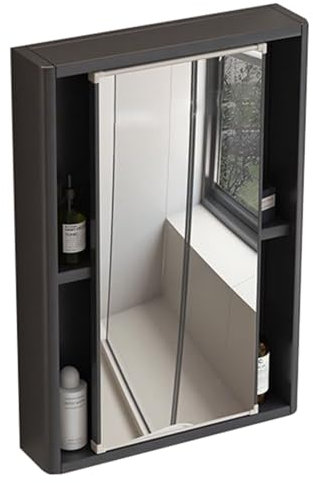 Armoire à pharmacie miroir avec porte coulissante, solution de rangement murale pour salle de bain, chambre à coucher, salon