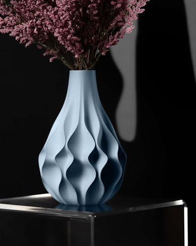 Mugalab Vaso Abyssal - Portafiori Design da Interni, PLA Ecologico, Texture Fluida Abissale, 135mm x 200mm, Disponibile in 7 Colori, Made in Italy (Blu)