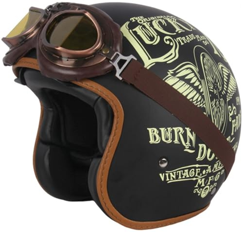 Rétro Casque À Face Ouverte Demi-Jet Casque Scooter avec Visière Open Face Classic Casque Moto Jet Vintage Dot/ECE Homologué Casque Bol Moto Bols pour Homme Et Femme