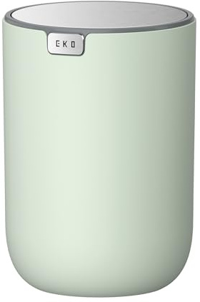 EKO Fandy 0.4 Gal/1.5L Mini Tabletop Trash Bin with Swing-Lid, Desktop Trash Can for Bathroom Countertop, Vanity, Coffee or Office, Small Garbage Bin (Sage)