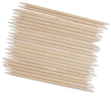 Bastoncini per Cuticole Unghie 100 Pezzi in Legno Beige | Punte Appuntite e Piatte, per Pedicure e Uso Personale, per Sagomare la Superficie Irregolare