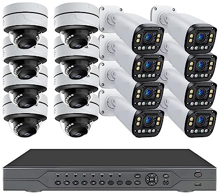4K Poe Camera System Vedio Surveillance Cameras Kit 8MP Security Protection Cctv 16CH Nvr 2.8mm-12mm Motorized Lens(None,16CH 8 Bullet8 Dome)