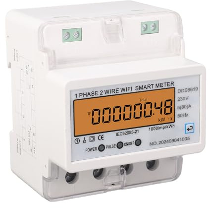 YWBL-WH WIFI-Energiemessgerät, Intelligenter Leistungsmonitor mit Fernbedienung, Einphasiges Energiemessgerät Zur DIN-Schienenmontage für den Heimgebrauch mit LCD-Display und App-Steuerung