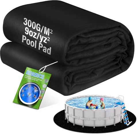REGMICS 21ft Round Above Ground Pool Pad, 300G/M² (9oz/yz²) Heavy Duty Pool Mats for Floor, Seamless Puncture Resistant Under Pool Mat, Professional Ground Protector for Gravel & Concrete, Black