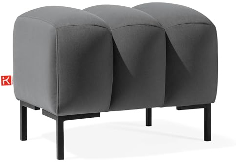 Konsimo Pecco Polsterbank, Bettbank, Sitzbank in Samtoptik, Flurbank, bis 120 kg Belastbar (dunkelgrau/schwarz | dunkelgrau, 60x50x50)