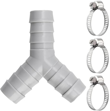 YAOYYG Divisor En Y De 2 Vías Para Tuberías, Con 3 Abrazaderas De Apriete | Conector En Y, Para Tuberías De Desagüe, Compatible Con Lavadoras, Lavavajillas Y Secadoras